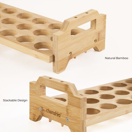 2-Tier Bamboo Stackable Egg Holder Rack | 18 Eggs per Layer