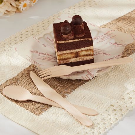 200Pc Biodegradable Natural Birch Wood Cutlery Combo Set