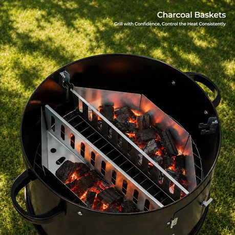 Heavy-Duty Charcoal Baskets with BBQ Gloves | 2-Pack | Braai and Kettle Grill Accessory