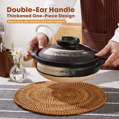 Chenshia Natural Clay Casserole Pot - Handmade Ceramic Cooking Dutch Oven
