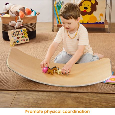 Wooden Wobble Balance Board Kids Exercise Indoor Activity Yoga