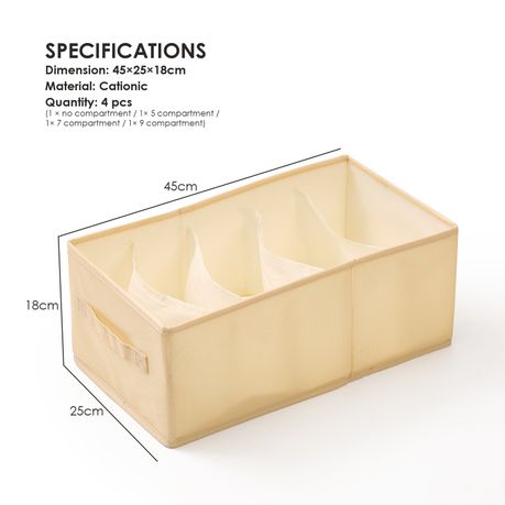 4-Pack Wardrobe Clothes Organisers with Dividers