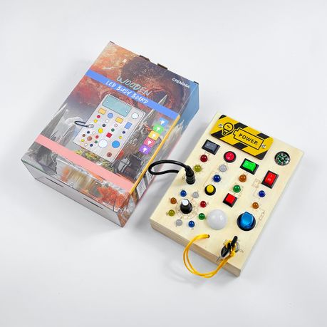 Montessori Busy Board LED Lights Wooden Switch Sensory Travel Toy