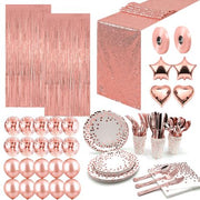 Party Tableware & Decoration Kit - Rose Gold