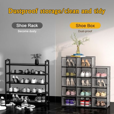 12Pc Stackable Storage Boxes - Black