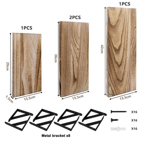 4-Pack Rustic Wooden Wall Floating Shelves - DIY Home Décor