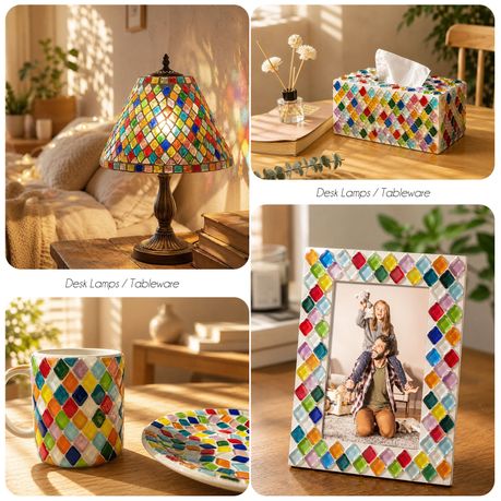 356pc Diamond Crystal Glass Mosaic Tiles Rainbow Craft DIY Decor