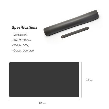 Leather Desk Pad Large Portable Desk Mat - Charcoal