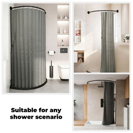 Chenshia Magnetic Folding Shower Curtain Kit No-drill & Waterproof Curtain