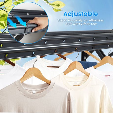 2m Wall-Mounted Aluminium Drying Rack with Windproof Clips