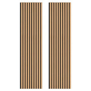 2-Piece Teak Wood Veneer Slat Wall Panel Set