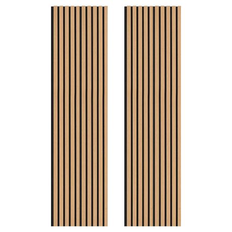2-Piece Teak Wood Veneer Slat Wall Panel Set