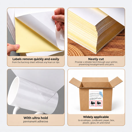 1Up Label Sheet Paper - One Label per Sheet - 100 Pack