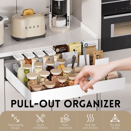 Expandable Pull & Roll-Out Cabinet Shelve Organizers for Kitchen - 1 Pack