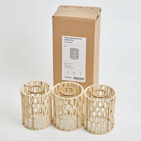 3-Piece Handcrafted Woven Rattan Lampshade Light Cover & Home Decor
