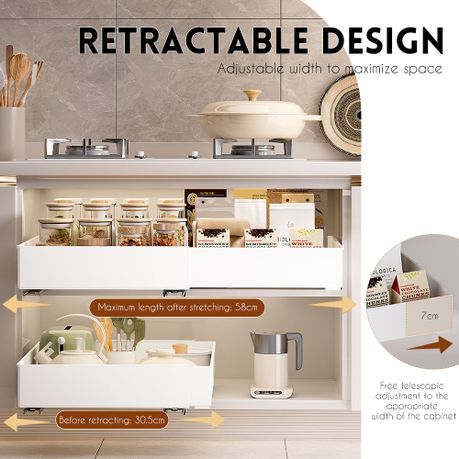 Expandable Pull & Roll-Out Cabinet Shelve Organizers for Kitchen - 1 Pack