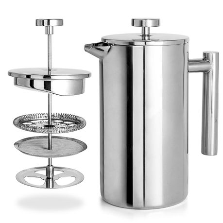 1L Stainless Steel French Press Coffee & Tea Brewer Pot