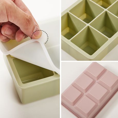 Silicone Square Ice Cube Tray Molds - 3-Pack