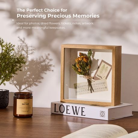 Brown 20cm Shadow Box Frame - 3D Deep Display Case (2 Pack)