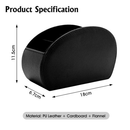 5 Compartment Desktop Organizer - Faux Leather Remote Control Holder