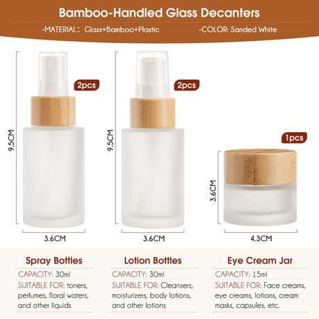 Bamboo Glass Cosmetic Containers Travel Skincare Toiletry Bottle Kit