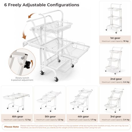 3-Tier Adjustable Storage Trolley
