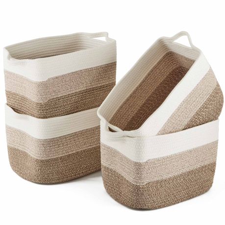 Chenshia 4Pc 19L Cotton Woven Storage Basket Cosmetic&Towel Organiser Bins