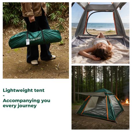 Chenshia 4 Person Camping Tent 210D Oxford Fabric Anti-Mosquito Pop-Up Tent