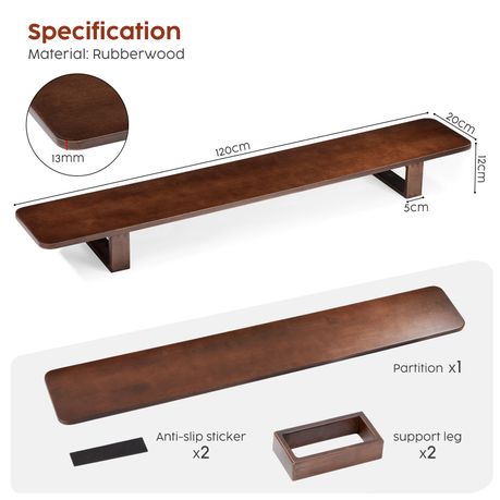 Chenshia Natural Wood Desktop Computer Monitor Riser Laptop Stand - 120cm