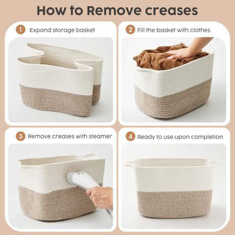 Chenshia 4Pc 19L Cotton Woven Storage Basket Cosmetic&Towel Organiser Bins