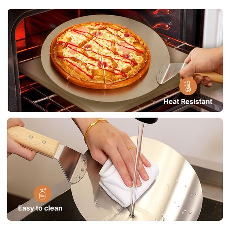 Chenshia Stainless Steel Baking Pizza Peel & Wood Handle Wide Pizza Spatula