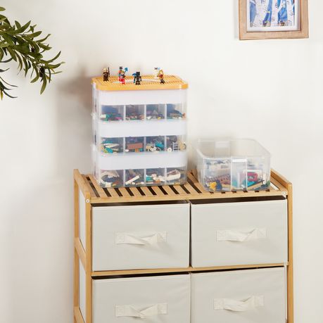 Building Block Organizer Box 3-Layer Stackable Toy Storage Bin Case