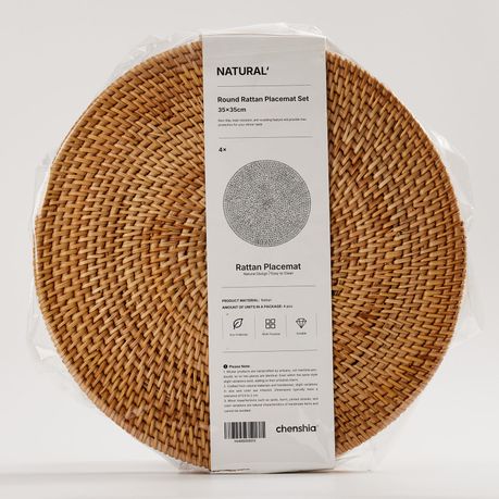 40cm Boho Handwoven Round Placemats- 4 Pack