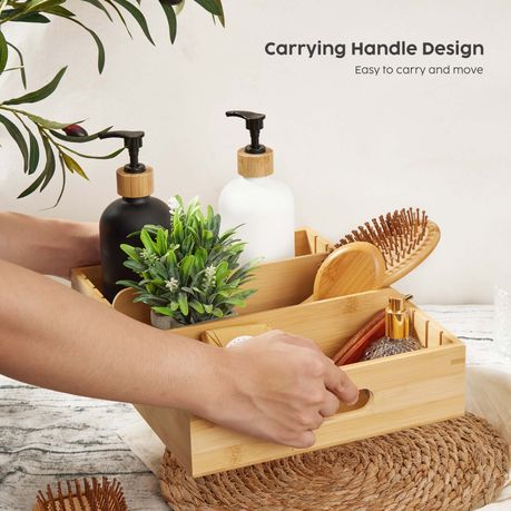 Bamboo Adjustable Cutlery Tray 5-Divider Drawer Storage Organizer