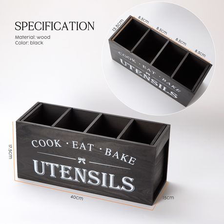 Wood Resturant Home Kitchen Utensil Storage Fork Knife Organiser