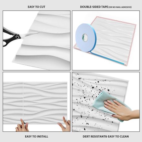 16-Piece 3D Diamond PVC Wall Panels - White, 4 m²