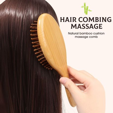 Natural Bamboo Bristle Oval Hairbrush