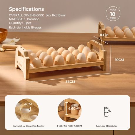 Bamboo Egg Holder Rack | 18 Egg Holder