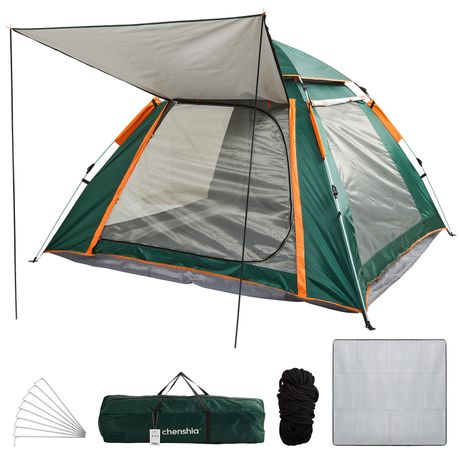 Chenshia 4 Person Camping Tent 210D Oxford Fabric Anti-Mosquito Pop-Up Tent