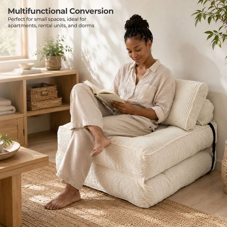 White 3-in-1 Folding Sofa Bed