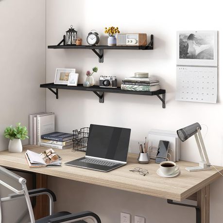 4-Pack Rustic Wooden Wall Floating Shelves - DIY Home Décor