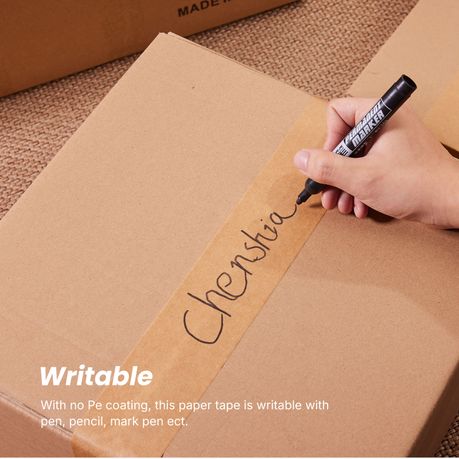 Chenshia 4 Pack Kraft Paper Packaging Tape Hand Tearable Eco-Friendly Writing Label