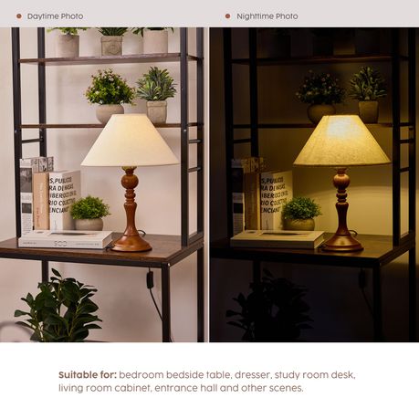 Wooden Bedside Lamp Pack with Lamp Shade