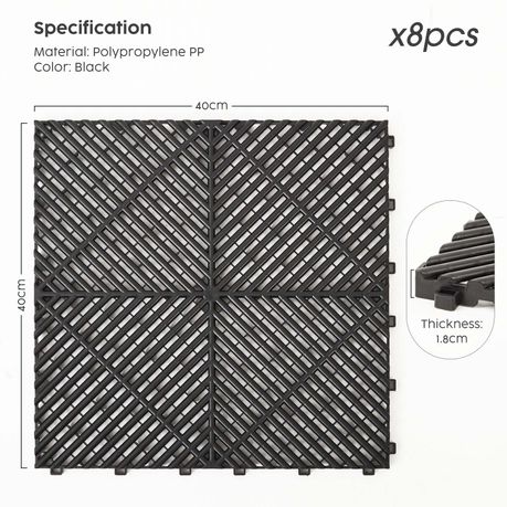 Interlocking Non-Slip Garage Floor Tiles - 8-Pack