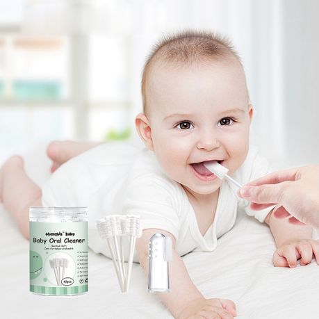 Baby Finger Toothbrush Infant Tongue Cleaner Cotton Gauze Swab Kit