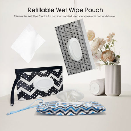 Travel Wet Wipe Pouch Dispenser Set - Blue