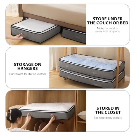 Chenshia 90L Underbed Storage Containers Clothes Blankets Winter & Handles - Grey