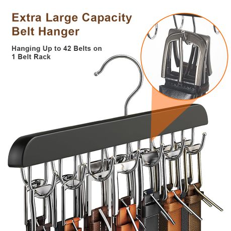 Wooden Belt Hanger with 14 Hooks (2 Piece)