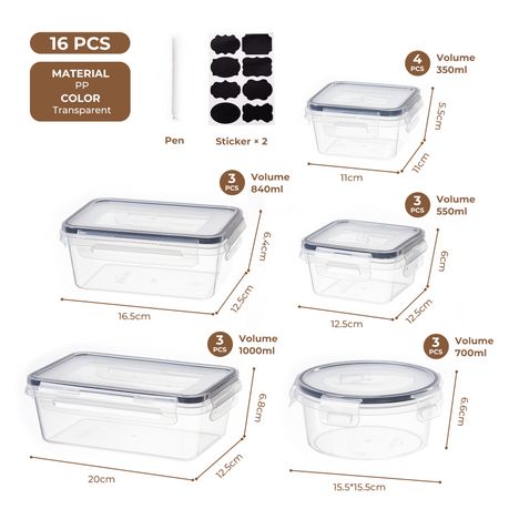 Food Storage Containers with Airtight Leakproof Lids - 16 Piece