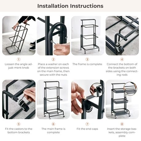3-Tier Adjustable Storage Trolley
